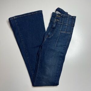 Free People We The Free Jayde Flare Denim Jeans Stretchy High Rise Sz 25 Sailor